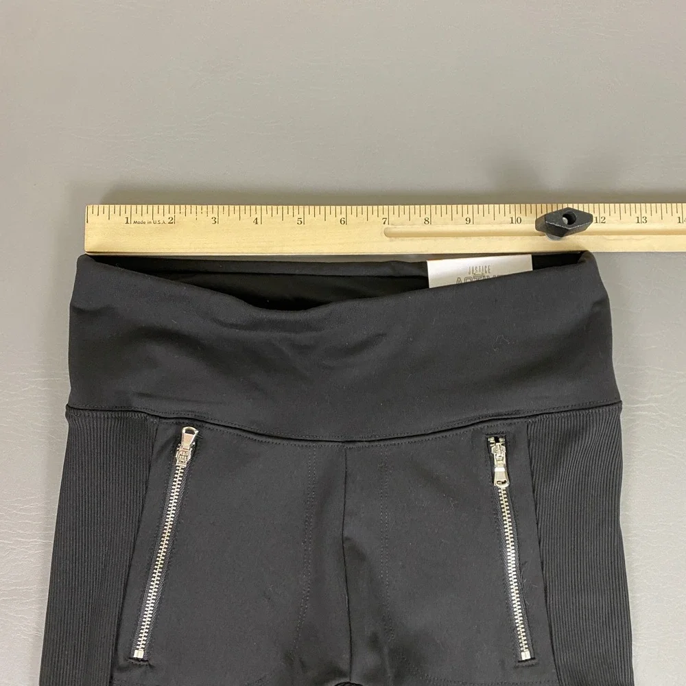 Justice Active Leggings Size 14 Teen Girls Black High Waist Zip‎ Pocket NEW NWT